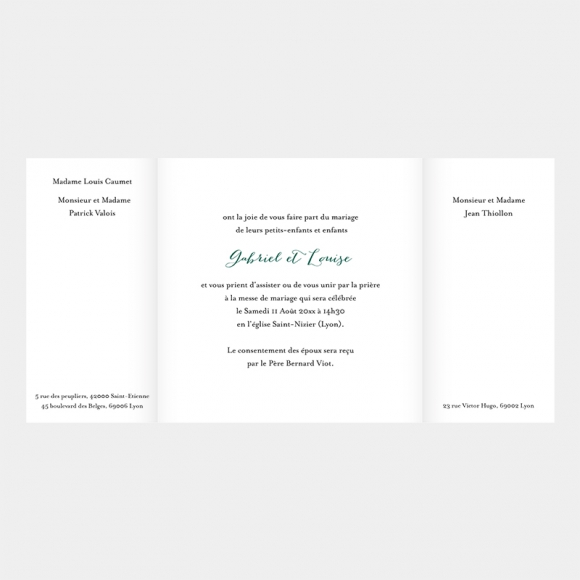 Faire-part de mariage Arlette & albin triptyque