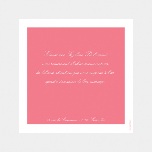Remerciements mariage Traditionnel couleur