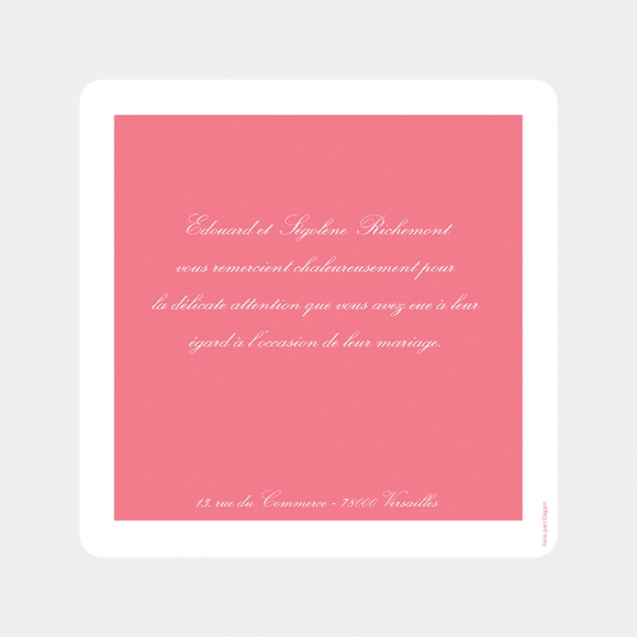Remerciements mariage Traditionnel couleur