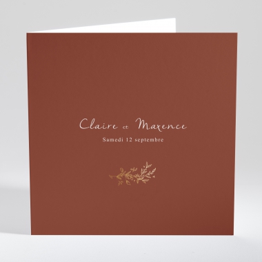 Faire-part de mariage Feuille d'or chic