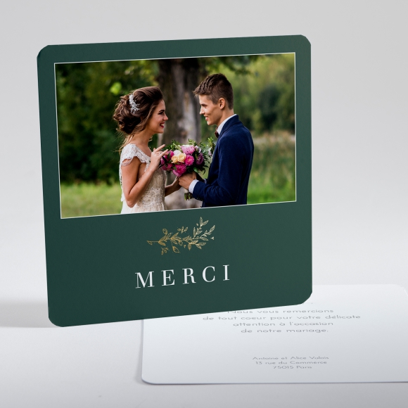 Remerciements mariage Branche dorée