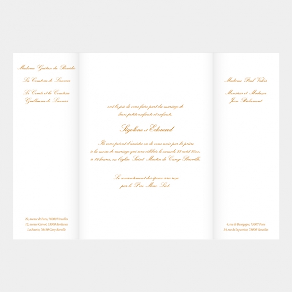 Faire-part de mariage Traditionnel triptyque