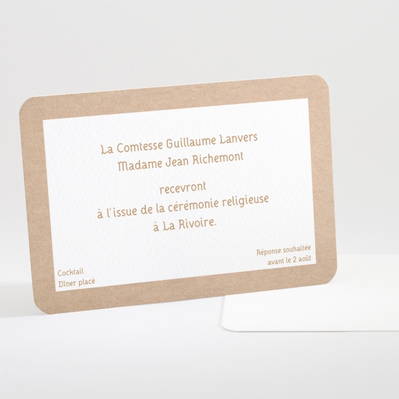 Carton d'invitation mariage Kraft classique