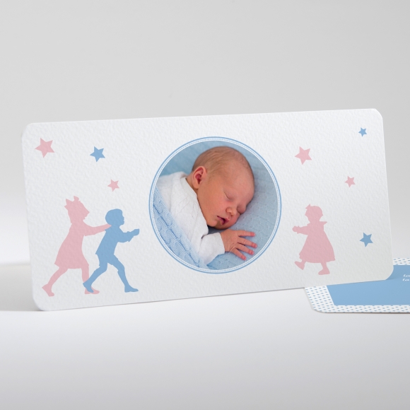 Faire-part de naissance Silhouettes fratrie