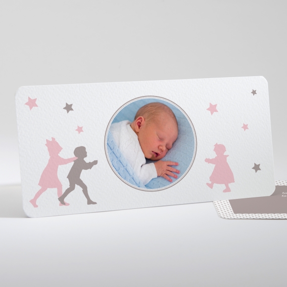 Faire-part de naissance Silhouettes fratrie