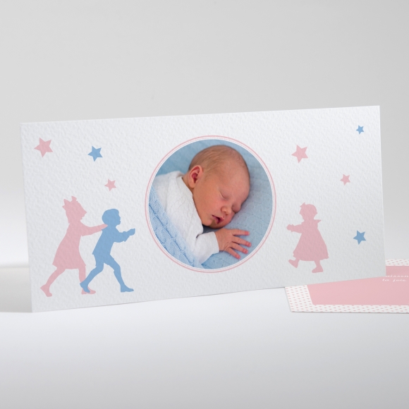 Faire-part de naissance Silhouettes fratrie