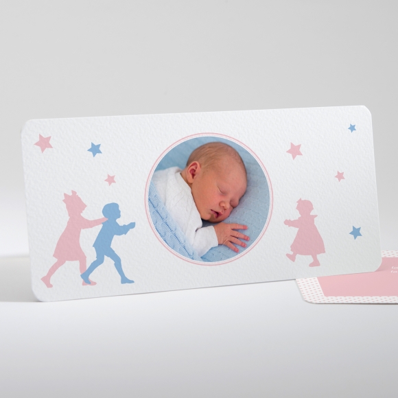 Faire-part de naissance Silhouettes fratrie