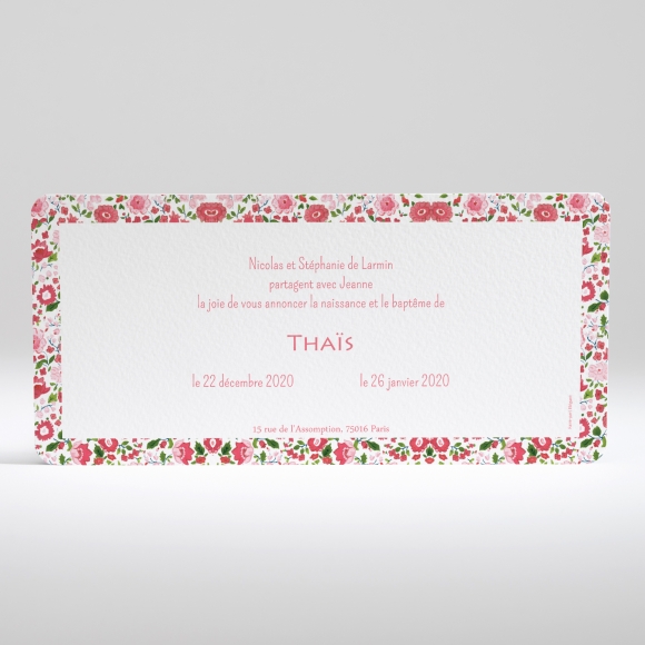 Faire-part de naissance Liberty trois photos