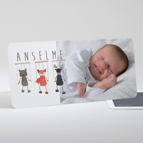 Faire-part de naissance Trio de marionnettes