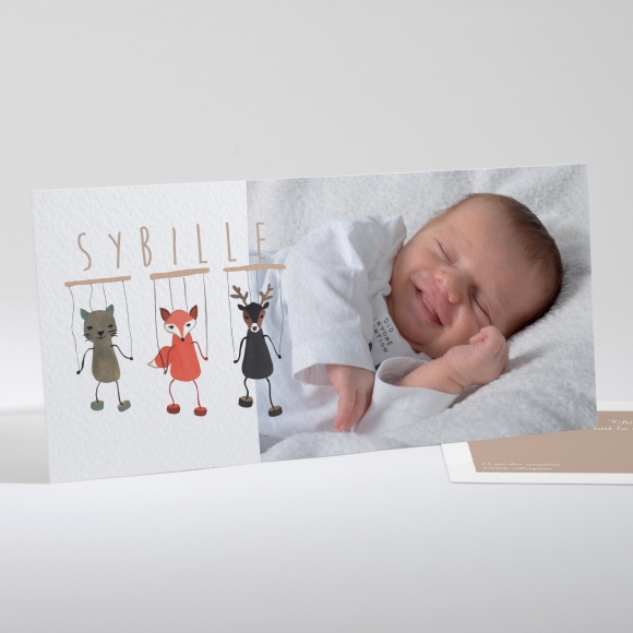 Faire-part de naissance Trio de marionnettes