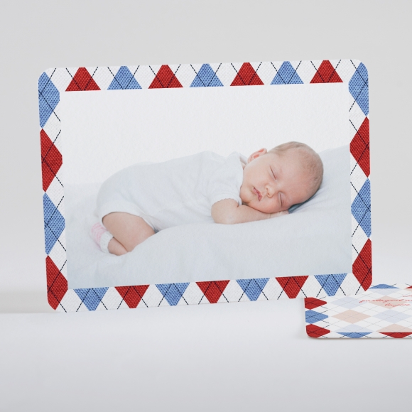 Faire-part de naissance Beau patchwork losanges