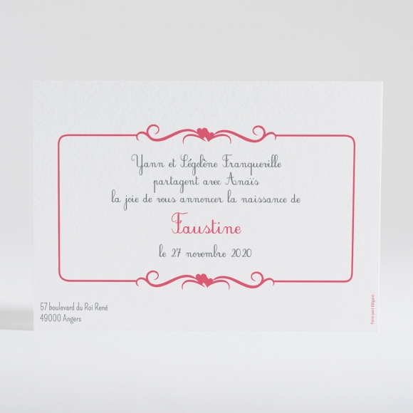 Faire-part de naissance Double cœur délicat