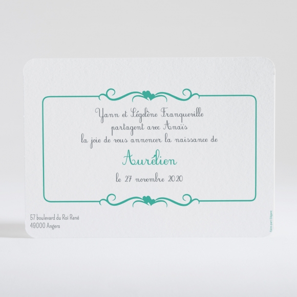 Faire-part de naissance Double cœur délicat
