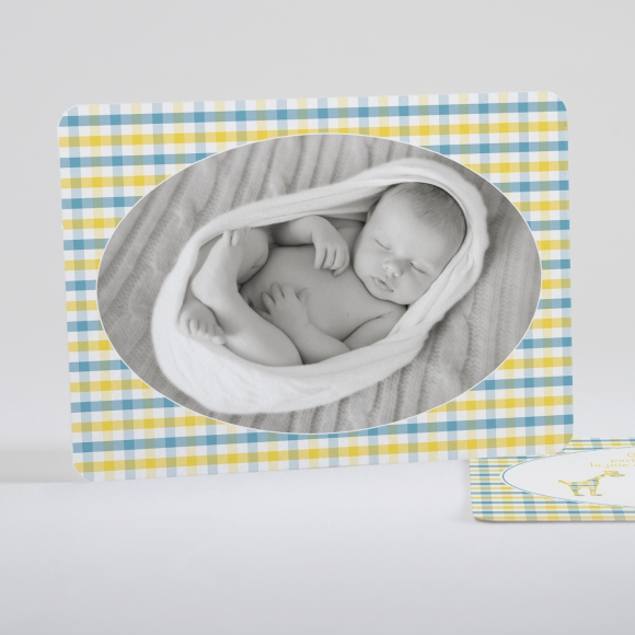 Faire-part de naissance Girafe petit vichy