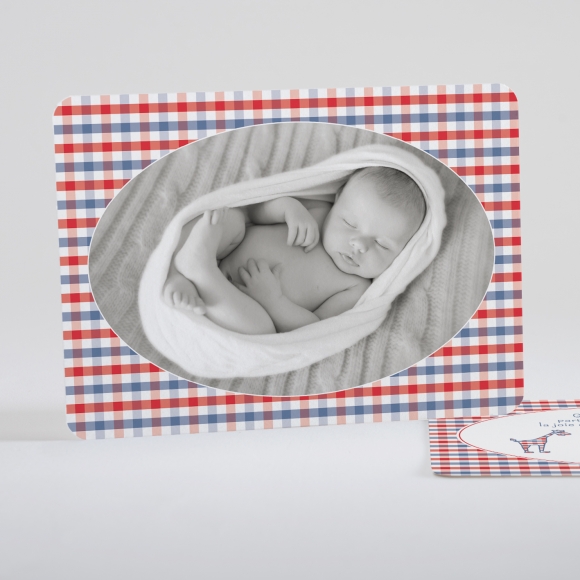 Faire-part de naissance Girafe petit vichy