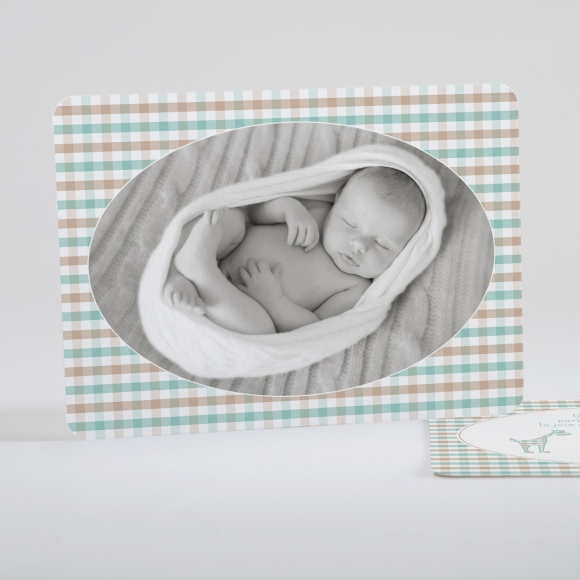 Faire-part de naissance Girafe petit vichy