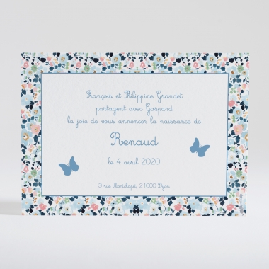 Faire-part de naissance Lovely papillon liberty