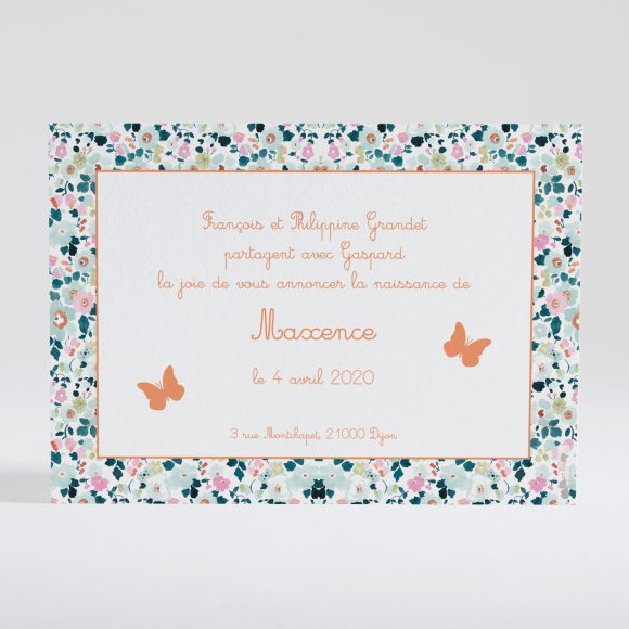 Faire-part de naissance Lovely papillon liberty