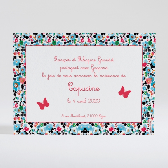 Faire-part de naissance Lovely papillon liberty