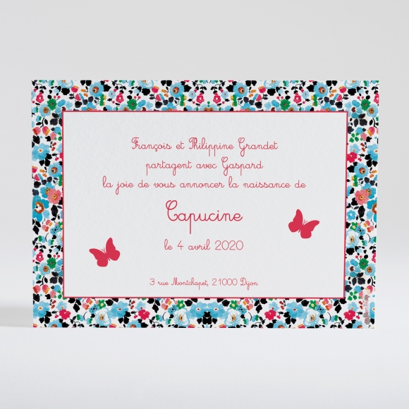 Faire-part de naissance Lovely papillon liberty