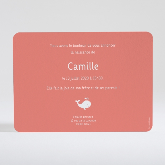 Faire-part de naissance Petite baleine
