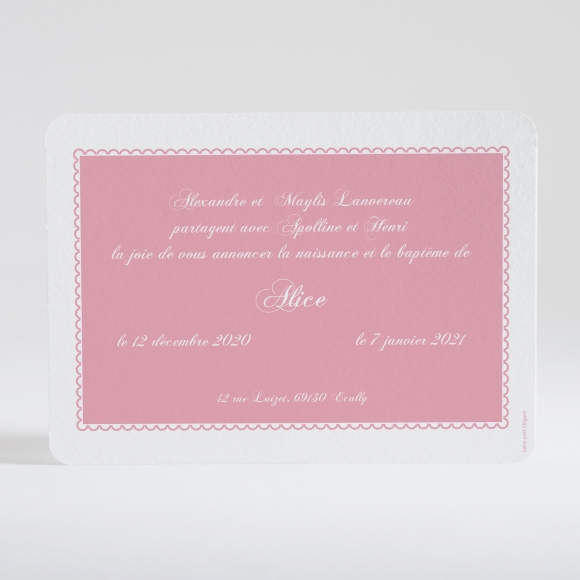 Faire-part de naissance Cadre perle chic