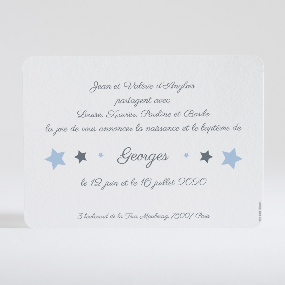 Faire-part de naissance Etoiles chic