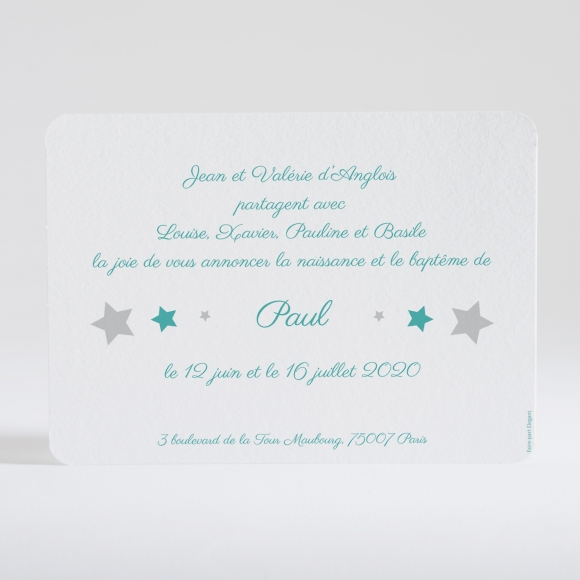 Faire-part de naissance Etoiles chic