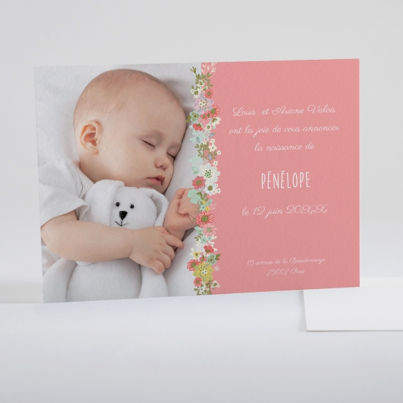 Faire-part de naissance Guirlande fleurie