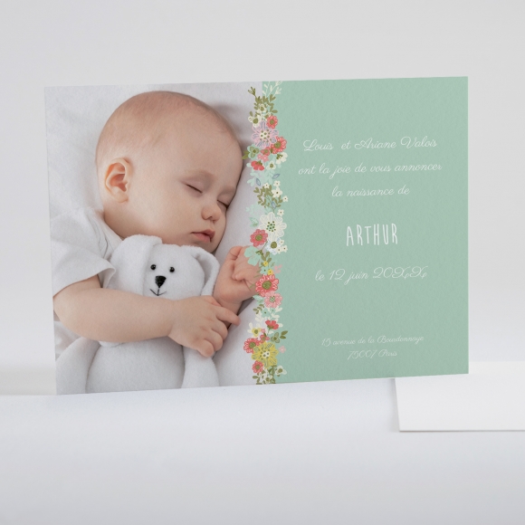 Faire-part de naissance Guirlande fleurie