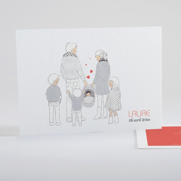 Faire-part de naissance Petit amour paysage 4 enfants