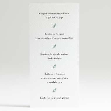 Menu mariage Bouquet romantique