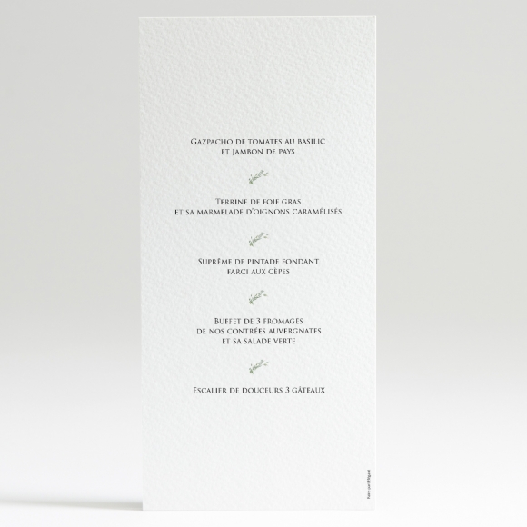 Menu mariage Romance