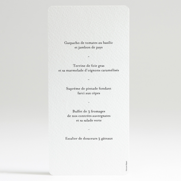 Menu mariage Letter