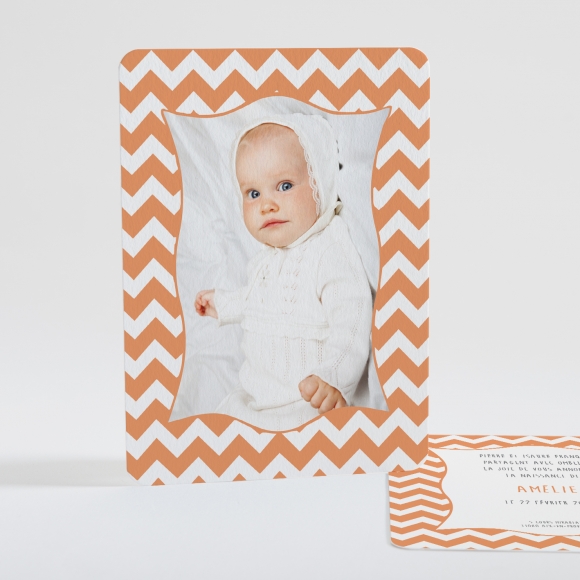 Faire-part de naissance Cadre zigzag scandinave