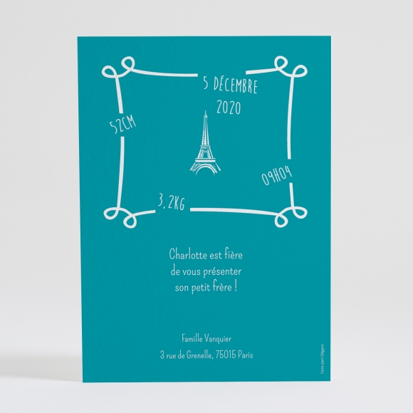 Faire-part de naissance Paris chic