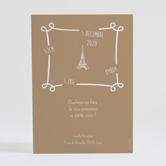 Faire-part de naissance Paris chic