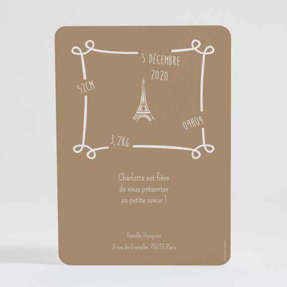 Faire-part de naissance Paris chic