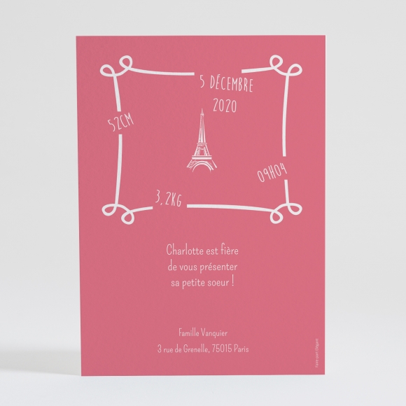 Faire-part de naissance Paris chic