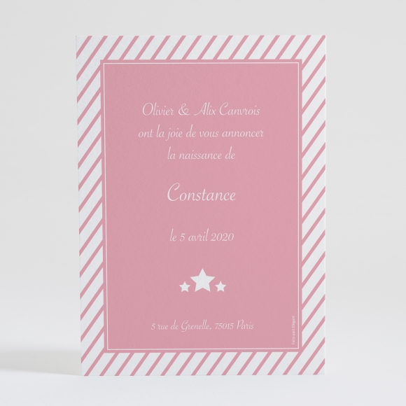 Faire-part de naissance Petites rayures diagonales