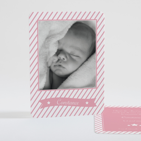 Faire-part de naissance Petites rayures diagonales