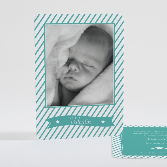 Faire-part de naissance Petites rayures diagonales