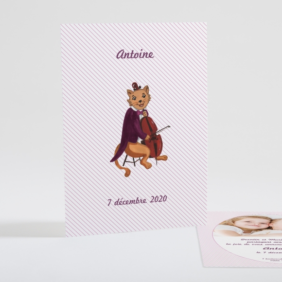 Faire-part de naissance Chat violoncelliste