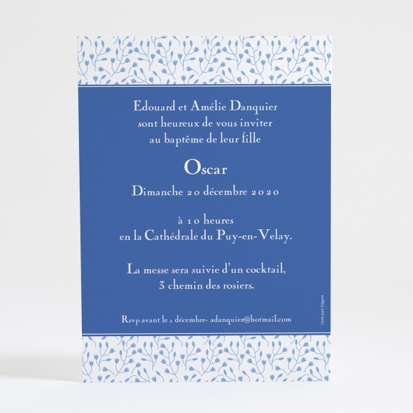 Faire-part de baptême Petit ange feuillage