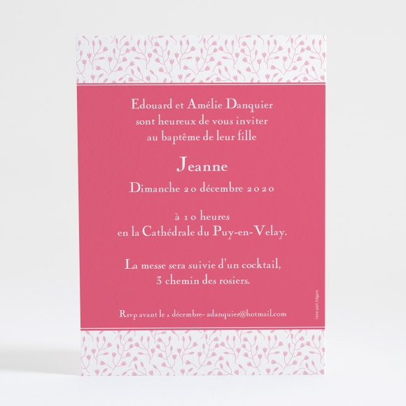 Faire-part de baptême Petit ange feuillage