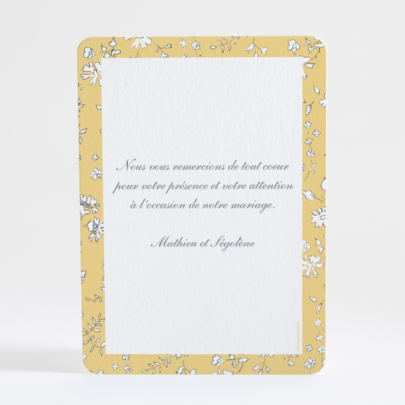Remerciements mariage Liberty élégant