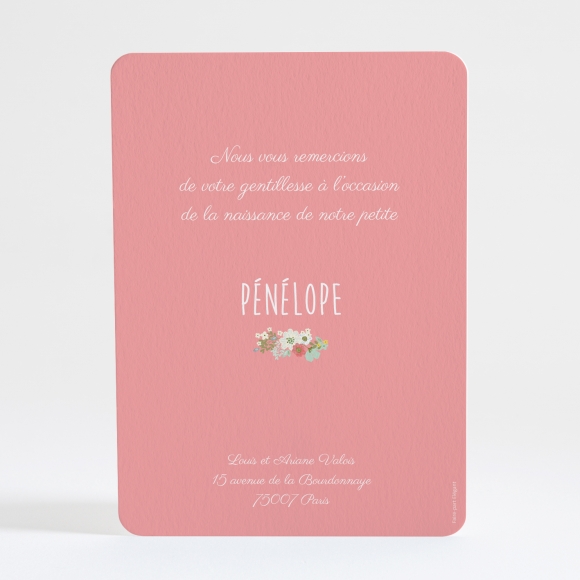 Remerciements naissance Guirlande fleurie