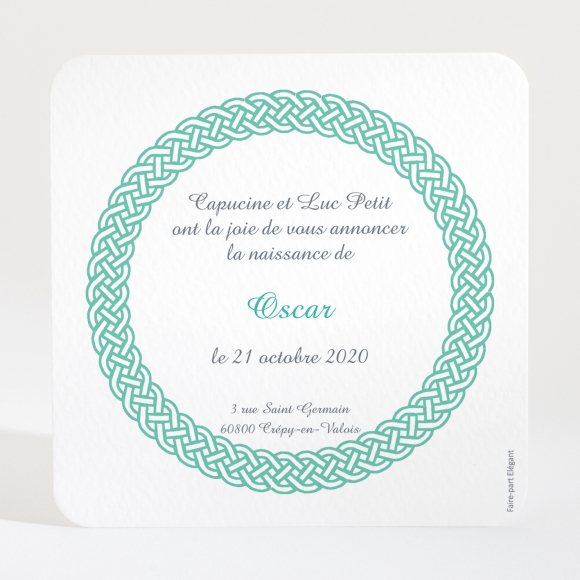 Faire-part de naissance Couronne tressée photo