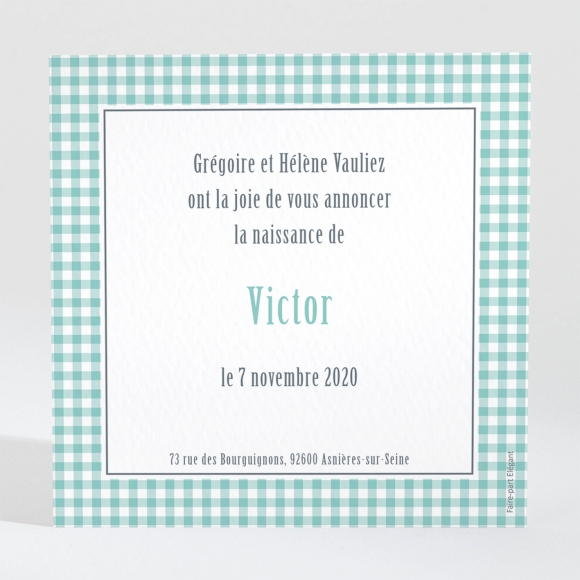 Faire-part de naissance Petit vichy photo