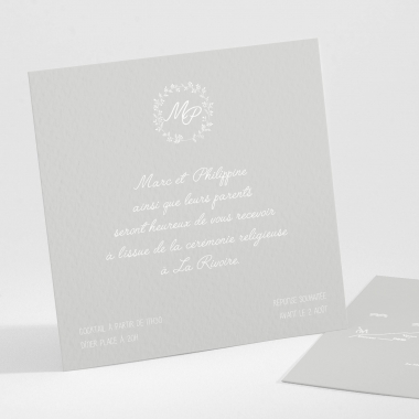 Carton d'invitation mariage Couronne de feuilles